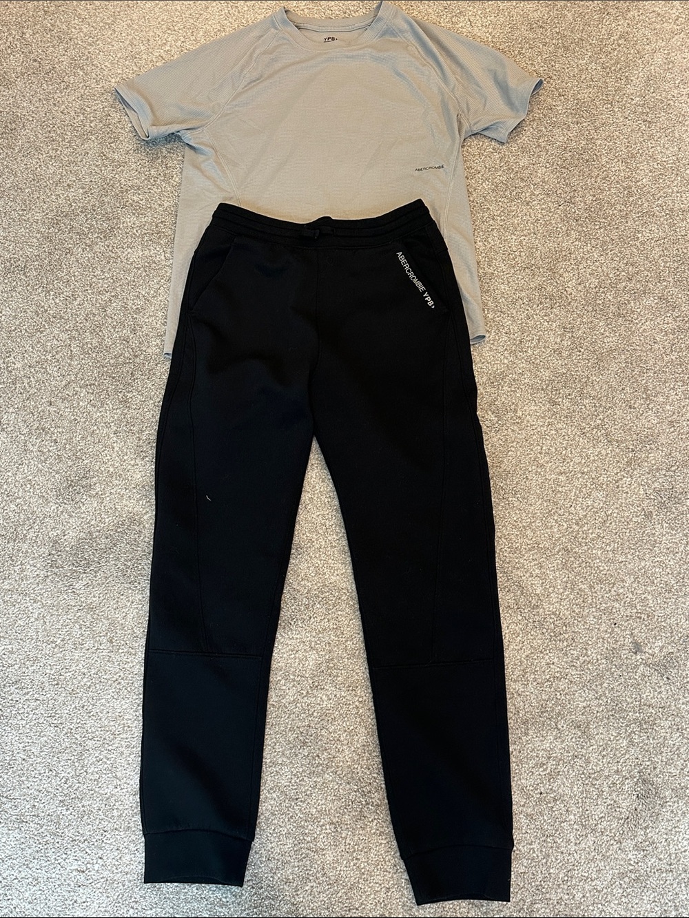 abercrombie kids Black Slim Jogger Pants and Grey Performance Shirt